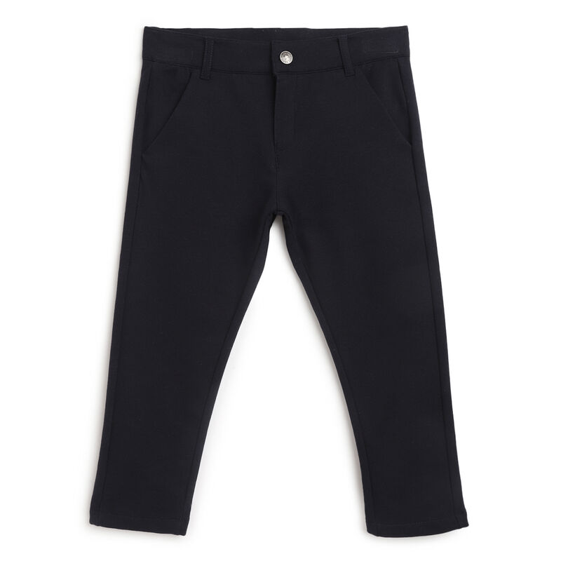Boys Dark Blue Solid Long Trousers image number 0